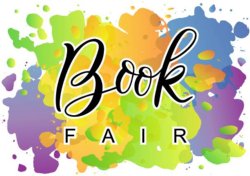 splash paint with book fair written on it